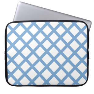 Blue White Harlequin Diamond Rand Mönster Laptop Fodral