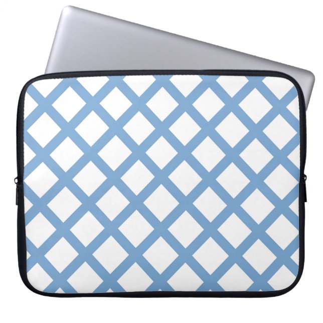 Blue White Harlequin Diamond Rand Mönster Laptop Fodral (Framsidan)