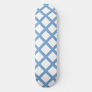 Blue White Harlequin Diamond Rand Mönster Mini Skateboard Bräda 18,5 Cm