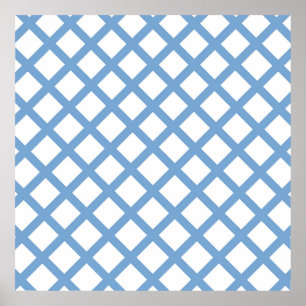 Blue White Harlequin Diamond Rand Mönster Poster