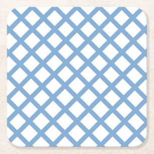Blue White Harlequin Diamond Rand Mönster Underlägg Papper Kvadrat