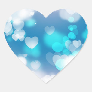 BLUE WHITE HEARTS LAGRAR BOKEH DIGITAL TAPET HJÄRTFORMAT KLISTERMÄRKE