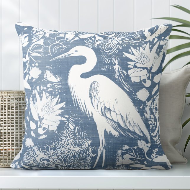 Blue & White Heron Dekorativ kudde (Skapare uppladdad)