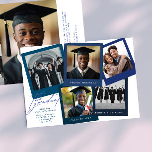 Blue White High School COLLAGE Photo Studenten Meddelande