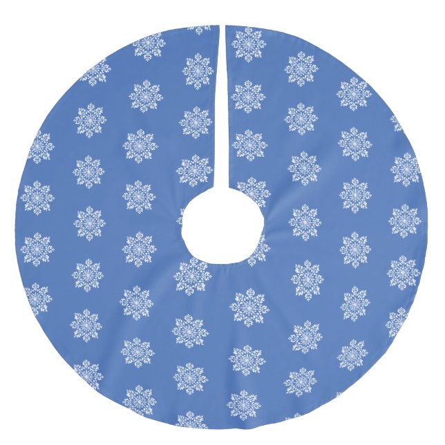 Blue White Holiday Chinoiserie Snowflake  Julgransmatta Borstad Polyester (Framsidan)