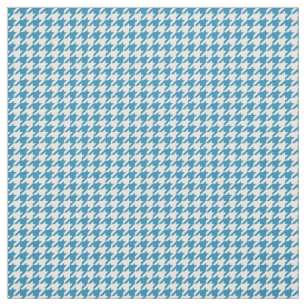 Blue White Houndstooth Mönster Fabric Tyg
