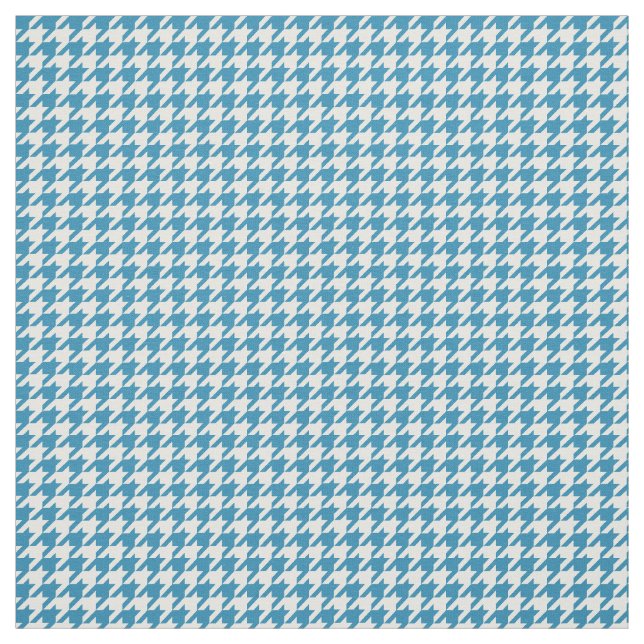 Blue White Houndstooth Mönster Fabric Tyg (Provkarta)