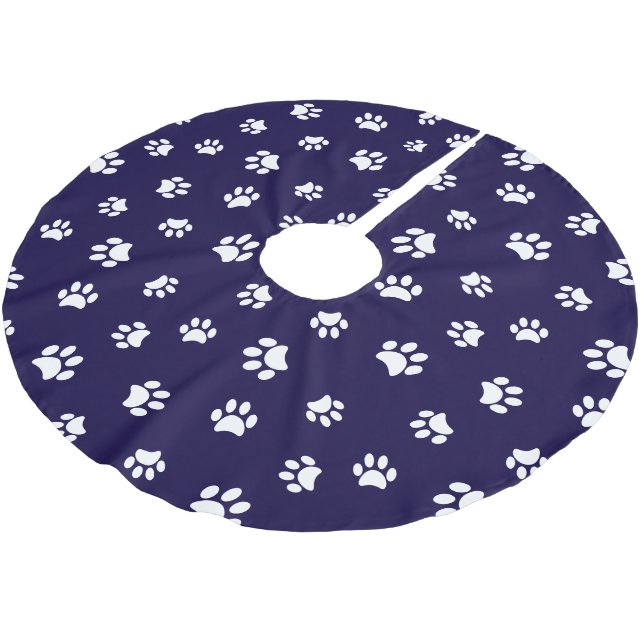Blue White Hund Cat Tass avtryck Mönster jul Julgransmatta Borstad Polyester (Vinklad)