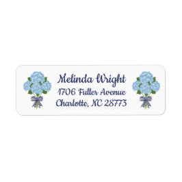 Blue & White Hydrangea Returadress Etikett