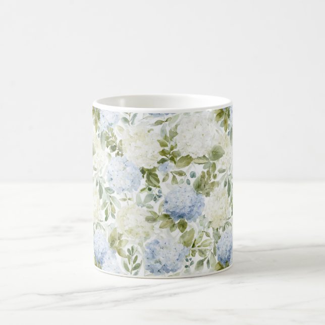 Blue White Hydrangea Romantic Floral Bridal Shower Kaffemugg (Center)