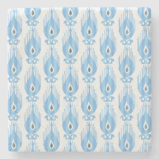 Blue White Ikat Mönster Design Stenunderlägg