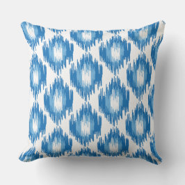 Blue White Ikat Ogee Art Mönster Kudde