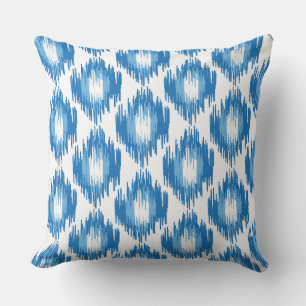 Blue White Ikat Ogee Art Mönster Kudde
