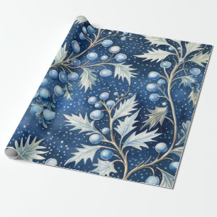 Blue & White jul Pointsettia Löv Presentpapper