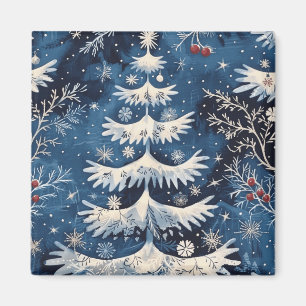 Blue White Julgran Helgdag Magnet