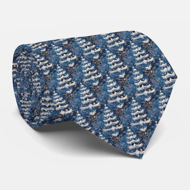 Blue White Julgran Helgdag Neck Tie Slips (Rullad)