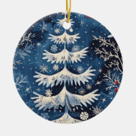 Blue White Julgran Helgdag Ornament