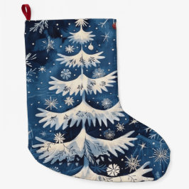 Blue White Julgran Helgdag Stocking Stor Julstrumpa