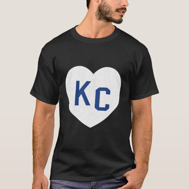 Blue White Kansas City Kc Heart Kärlek Kansas City T Shirt (Framsida)