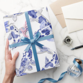 Blue White Koi Fish Presentpapper