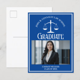 Blue White Law School Photo Studenten Meddelande Vykort