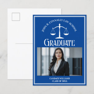 Blue White Law School Photo Studenten Meddelande Vykort