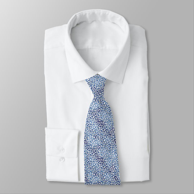 BLUE WHITE LEOPARD MANAR TIE SLIPS (Bunden)