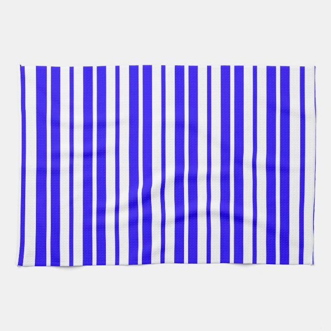 Blue White Lodrät Rand Mönster Kökshandduk (Horisontell)