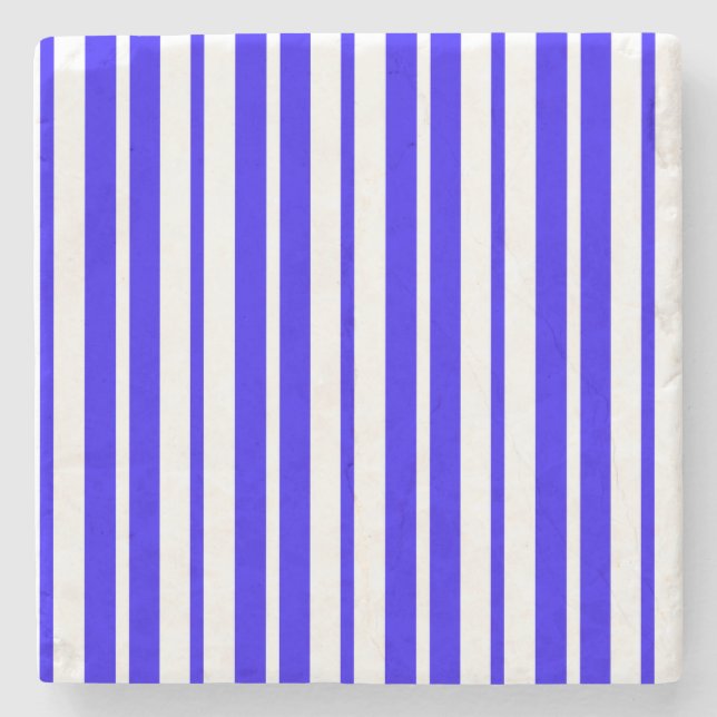 Blue White Lodrät Rand Mönster Stenunderlägg (Framsidan)