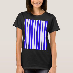 Blue White Lodrät Rand Mönster T Shirt