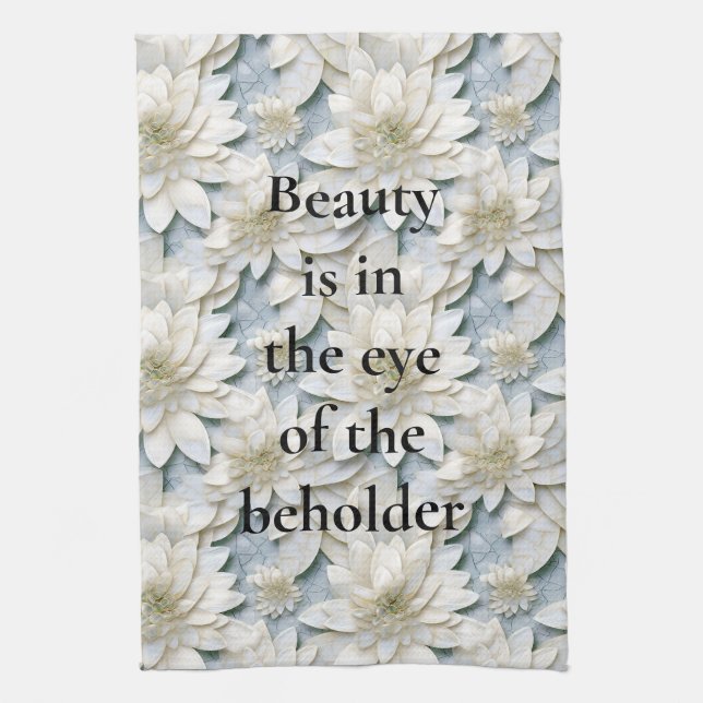 Blue White Lotus Flowers Kökshandduk (Vertikal)