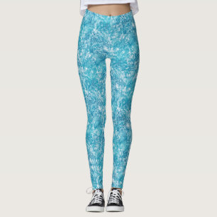 Blue & White Marble Struktur Leggings