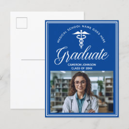Blue White Medical School Photo Studenten Meddelande Vykort