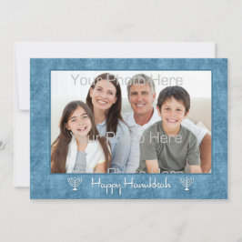 Blue, White Menorahs Hanukkah Photo Card Julkort