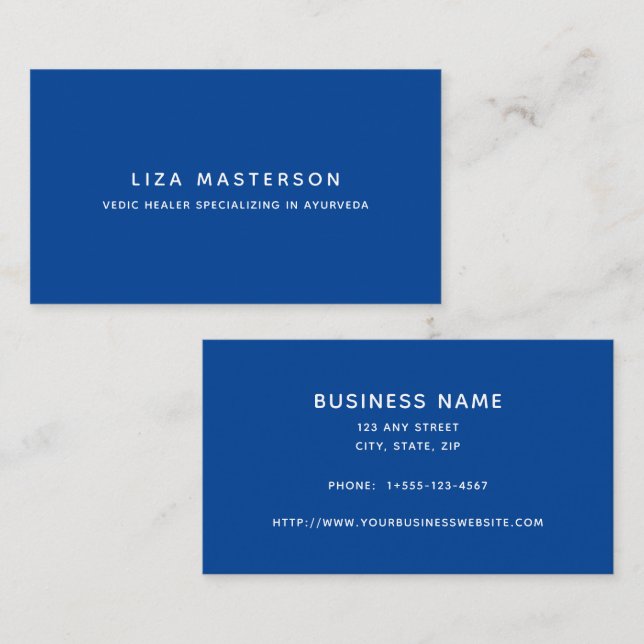 Blue White Minimal Alternative Medicine Healer Visitkort (Fram/baksida)