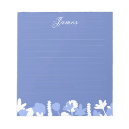 Blue White Minimal Floral Personalized Notepad Anteckningsblock