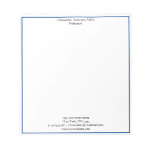 Blue White Minimalist Business Professionell Anteckningsblock