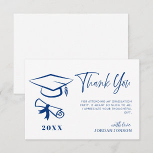 Blue White Minimalist Modern Studenten Tack Kort