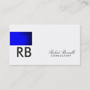 Blue White Monogram Script Consultant Business Visitkort