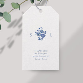 Blue & White Monogram - tack för Bröllop Gift-Märk Presentetikett