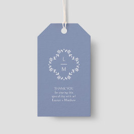 Blue & White Monogram - tack för Bröllop Gift-Märk Presentetikett