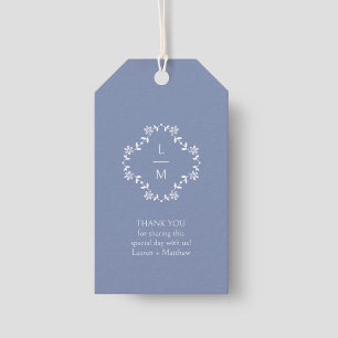 Blue & White Monogram - tack för Bröllop Gift-Märk Presentetikett