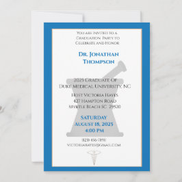 Blue White Mortar Pestle Pharmacy Studenten Inbjudningar
