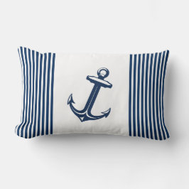 Blue White Nautical Anchor Rand Lumbarkudde