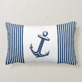 Blue White Nautical Anchor Rand Lumbarkudde