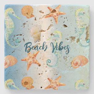 Blue White Ombre Snäckas Seahorse Starfish Stenunderlägg