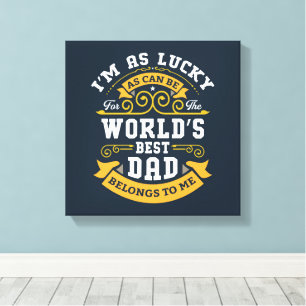 Blue White Orange Worlds Best Pappa Canvastryck