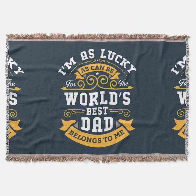 Blue White Orange Worlds Best Pappa Filt (Framsidan)