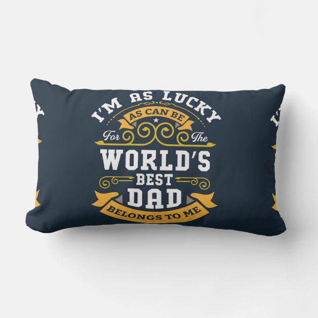 Blue White Orange Worlds Best Pappa Lumbarkudde (Framsida)