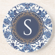 Blue - White Oriental Monogram Initial